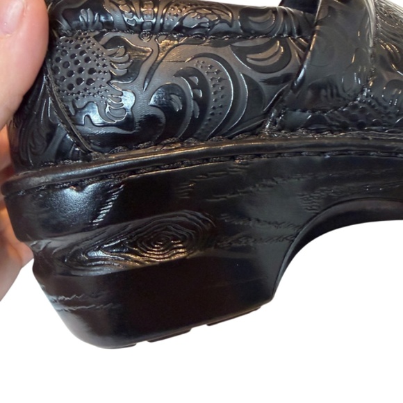 Black Embossed Vegan Leather Peggy Clogs / Mules - Picture 7 of 10